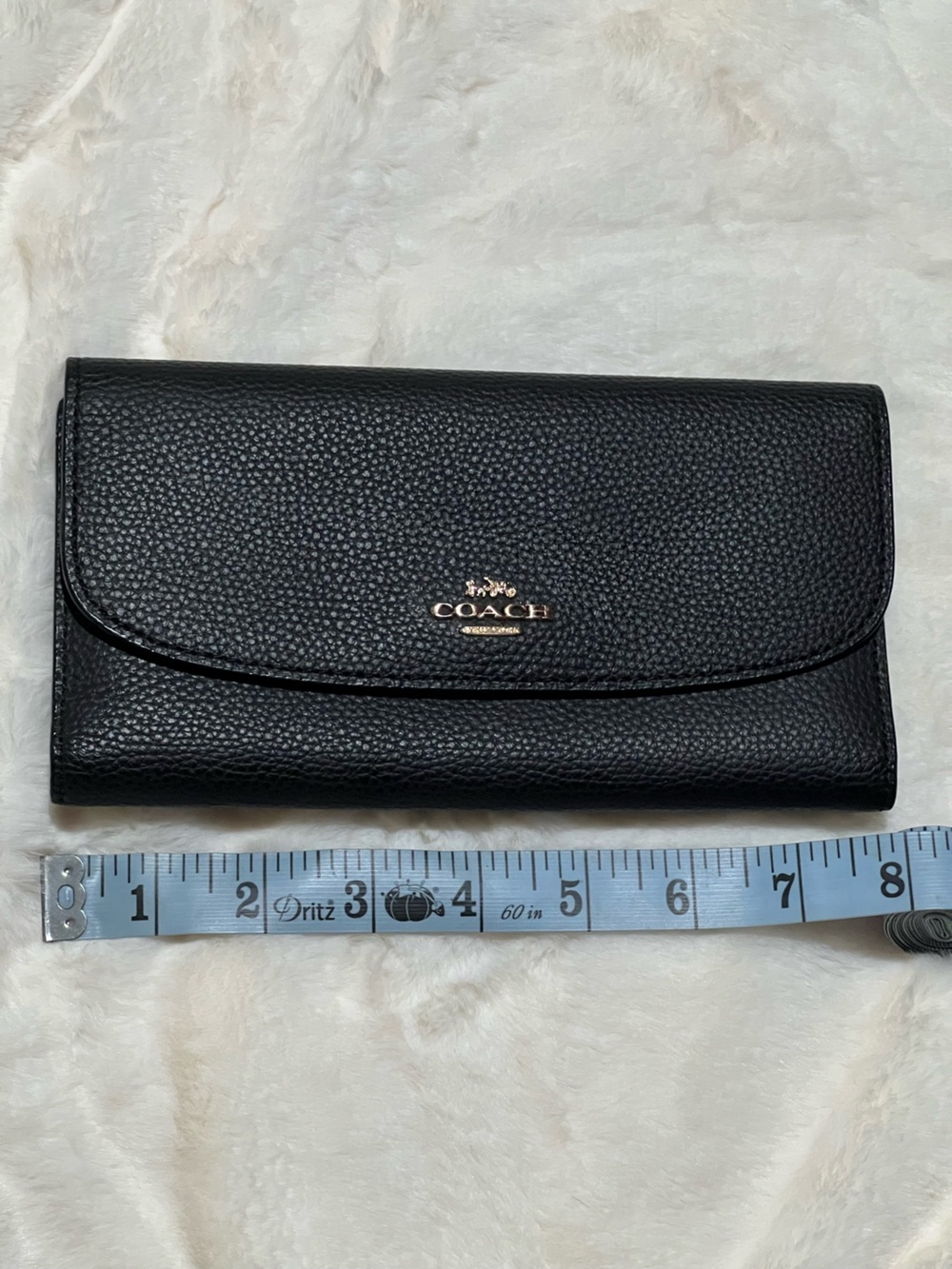 Coach Black Pebbled Leather Continental Wallet with Gold Logo - Picture 2 of 4